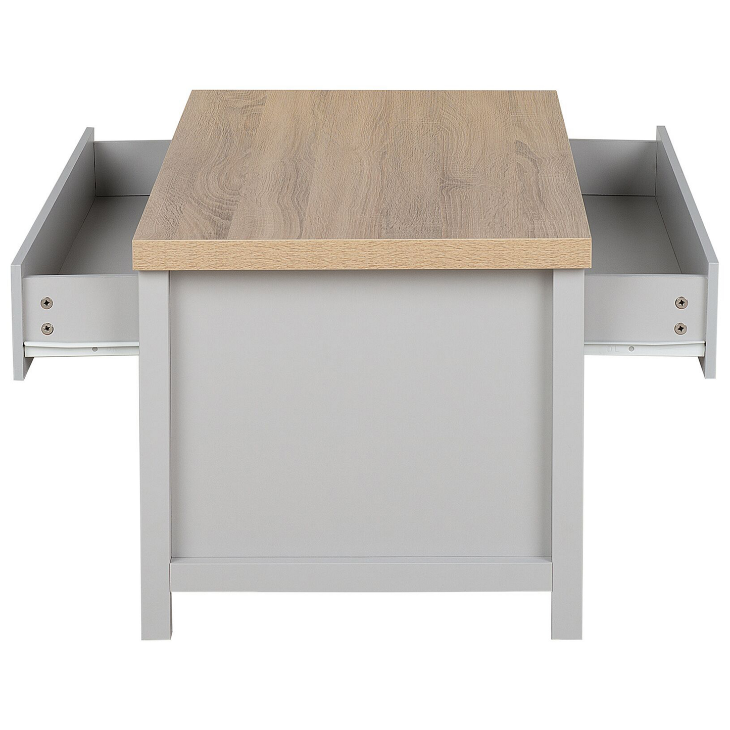 Coffee Table Grey Light Brown 99 x 55cm Drawer