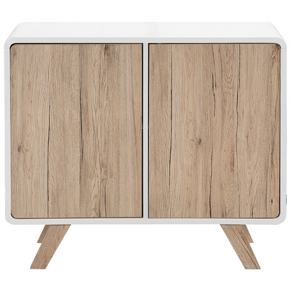 Sideboard Brown Veneer White 76 x 90 x 40cm Pine Legs 2 Doors