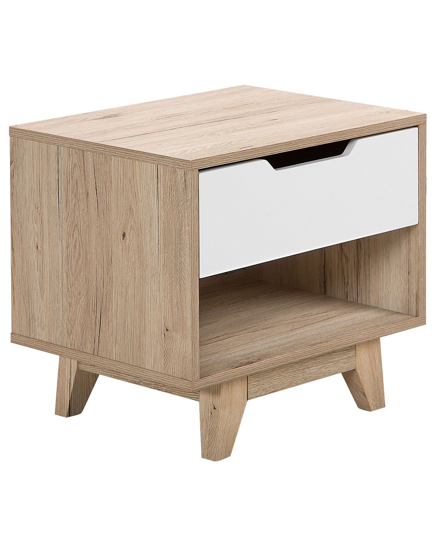 Bedside Table Nightstand Light Brown With White 1 Drawer