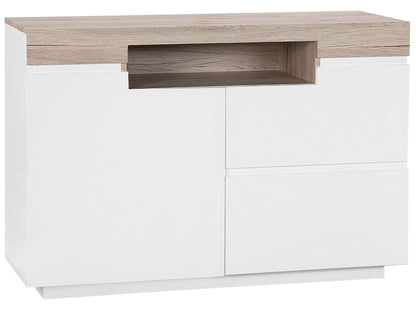 Sideboard White Light Wood Veneer 75 x 110 x 40 Cabinet Drawers