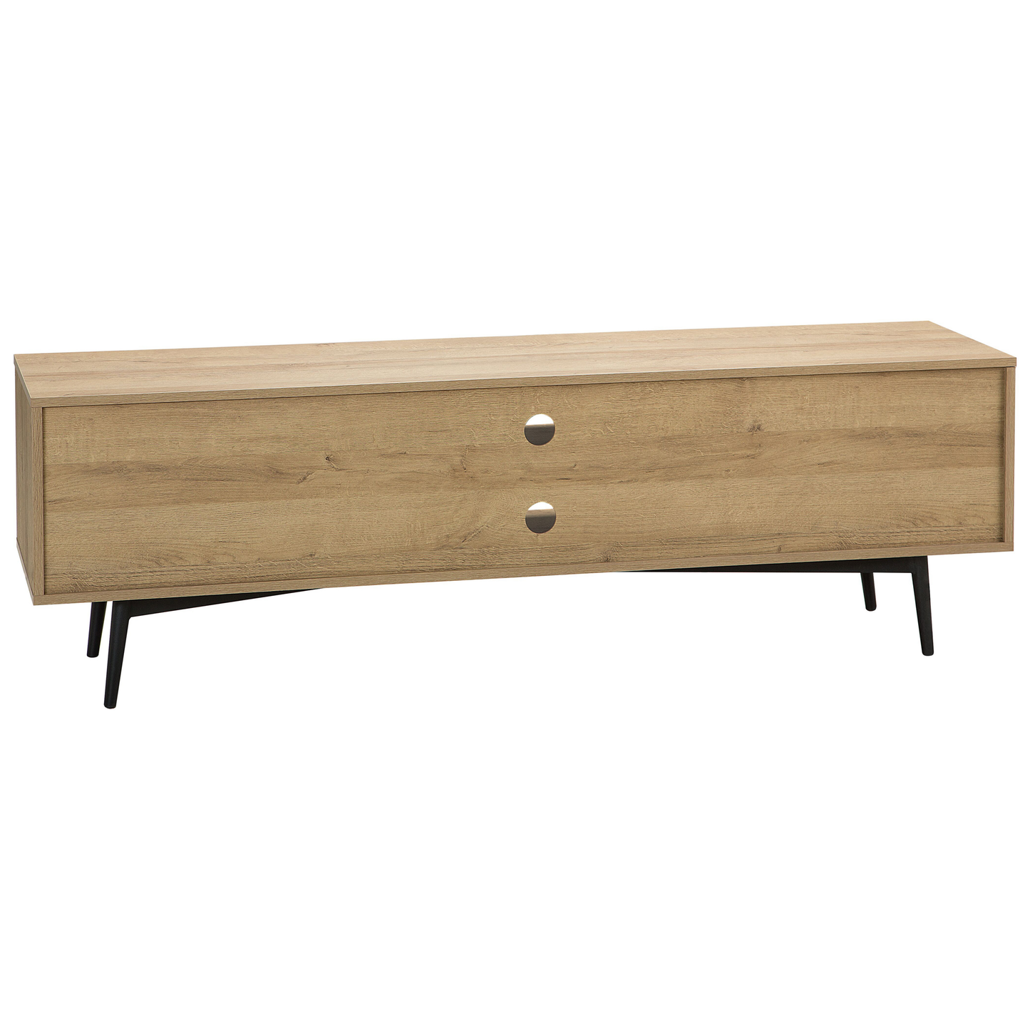 Light Brown TV Stand For 60 Inch TV With 2 Cabinets Open Shelf