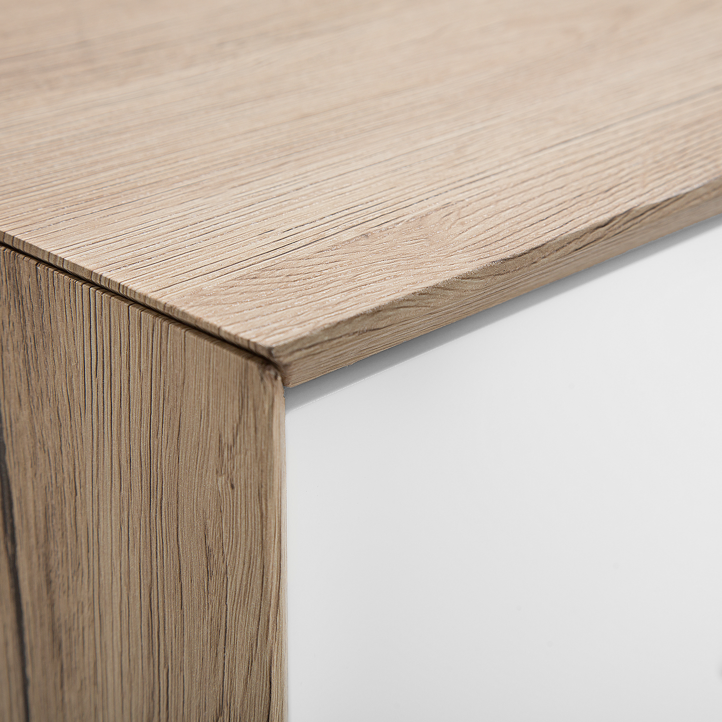 TV Stand White And Light Brown Veneer With 2 Cabinets