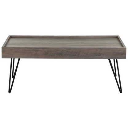 Coffee Table Grey Wood 100 x 60 Industrial Hairpin Legs
