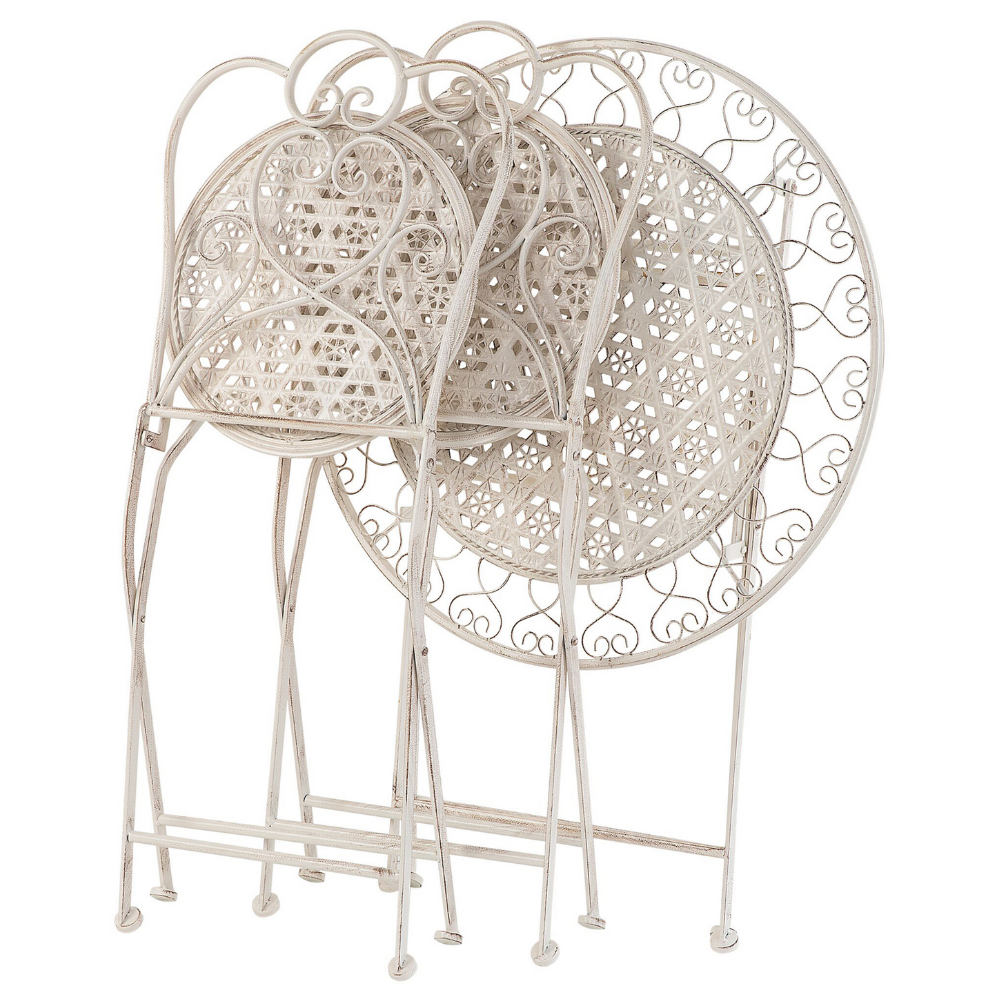 Provence Home Beige Bistro Set 2 Chairs Table Shabby Chic