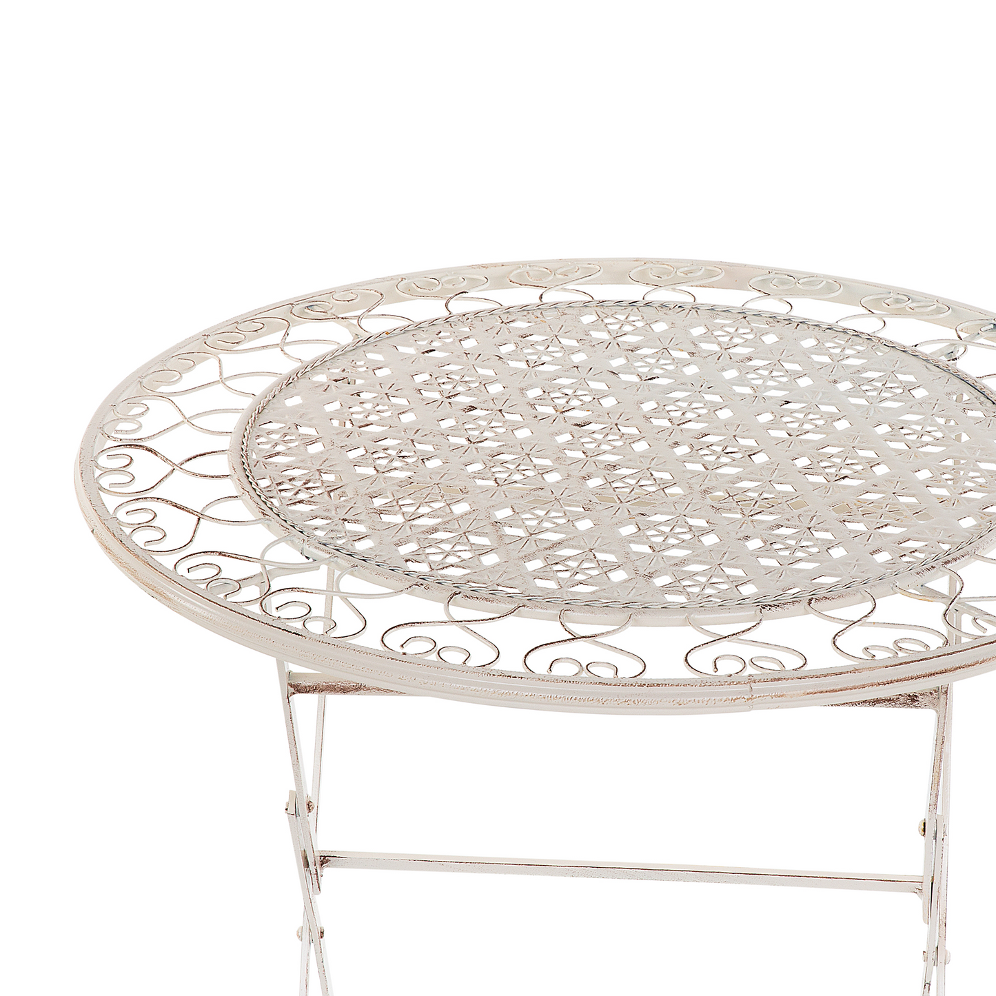 Provence Home Beige Bistro Set 2 Chairs Table Shabby Chic