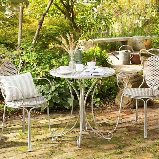 Chateau Belle Bistro Set Grey Table and 2 Chairs Shabby Chic Outdoor