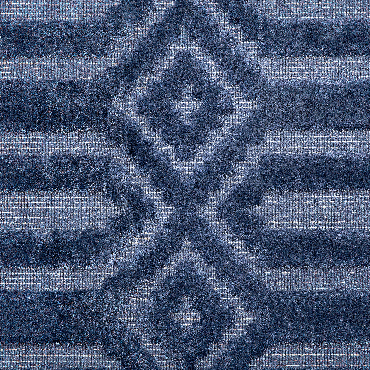 Blue Viscose Hand Woven Geometric Flatweave Rug 80 X 150cm