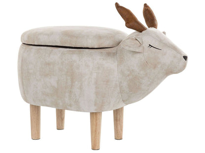 Reindeer Kids Stool Beige Upholstered Footstool With Storage