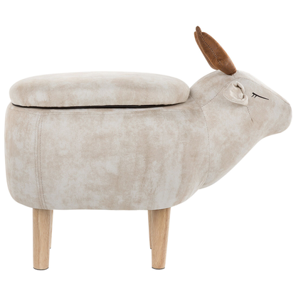 Reindeer Kids Stool Beige Upholstered Footstool With Storage