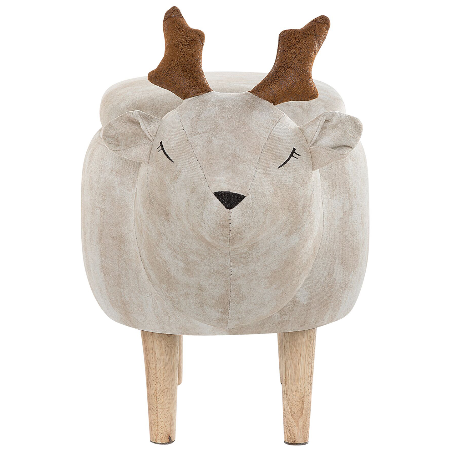 Reindeer Kids Stool Beige Upholstered Footstool With Storage