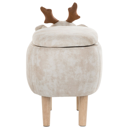 Reindeer Kids Stool Beige Upholstered Footstool With Storage
