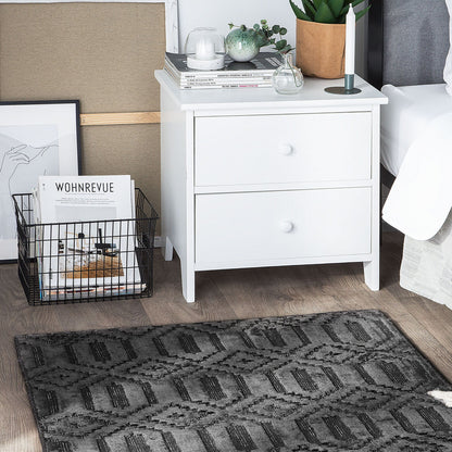 Home Grey Viscose Geometric Hand Woven Flatweave Rug 80 x 150cm For Modern Scandinavian Interiors