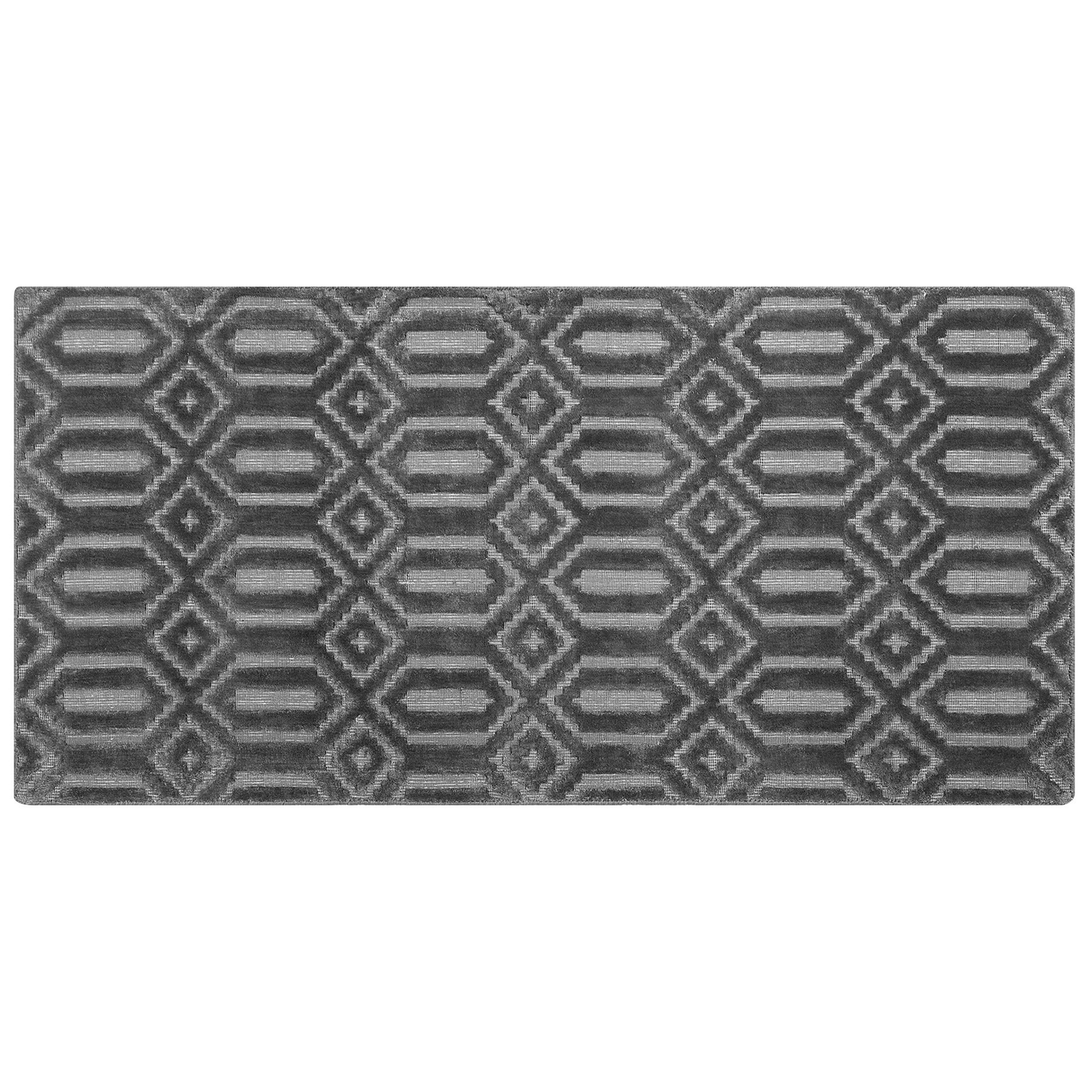 Home Grey Viscose Geometric Hand Woven Flatweave Rug 80 x 150cm For Modern Scandinavian Interiors