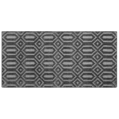 Home Grey Viscose Geometric Hand Woven Flatweave Rug 80 x 150cm For Modern Scandinavian Interiors