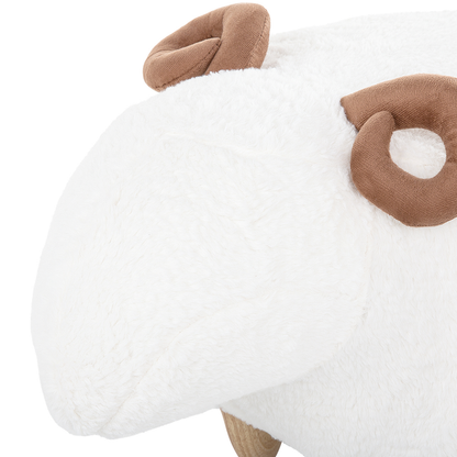 Animal Lamb Shaped Kids Stool White Polyester Upholstered Wooden Legs