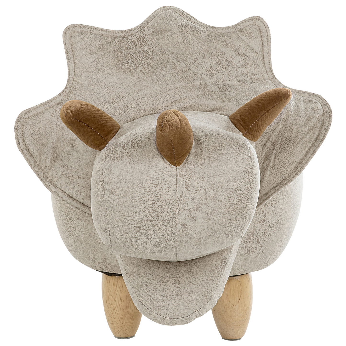 Animal Triceratops Kids Stool Storage Light Grey Upholstered Legs