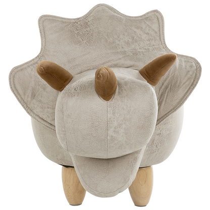 Animal Triceratops Kids Stool Storage Light Grey Upholstered Legs