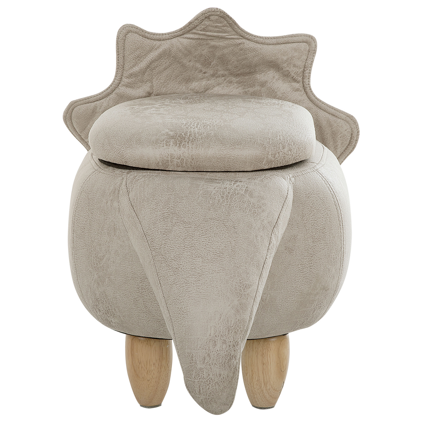 Animal Triceratops Kids Stool Storage Light Grey Upholstered Legs