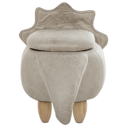 Animal Triceratops Kids Stool Storage Light Grey Upholstered Legs