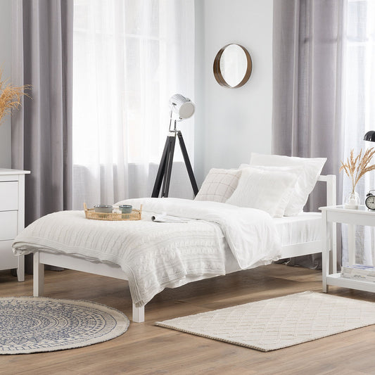 White Pine Wood Bed Frame EU Single 3ft Slatted Base
