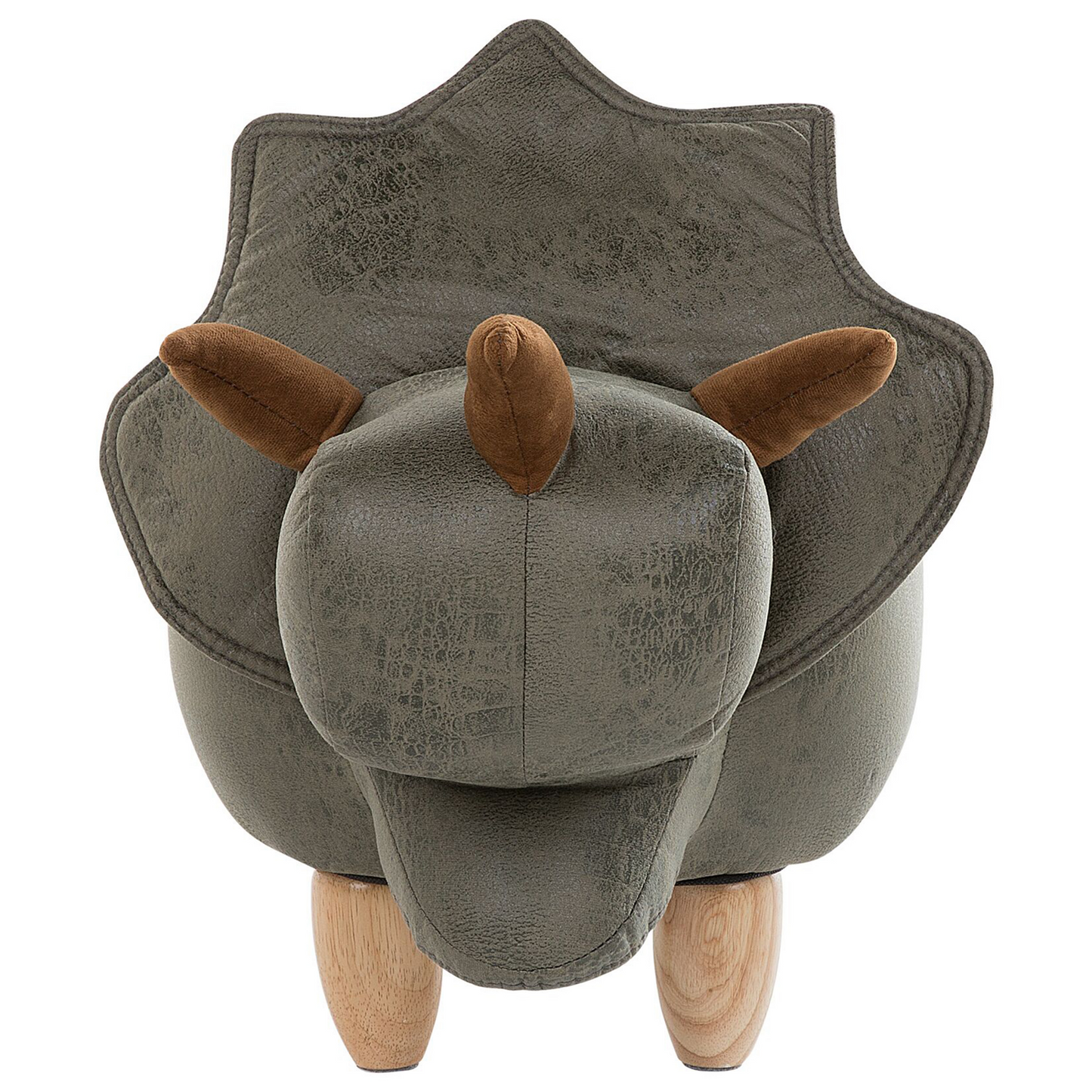 Animal Triceratops Kids Stool Dark Green Polyester Upholstered Storage Footstool