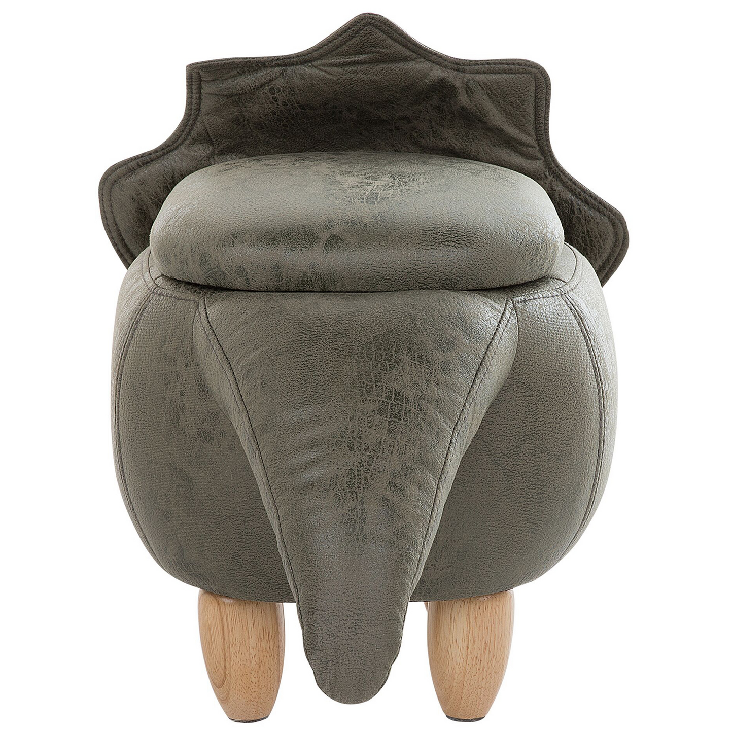 Animal Triceratops Kids Stool Dark Green Polyester Upholstered Storage Footstool