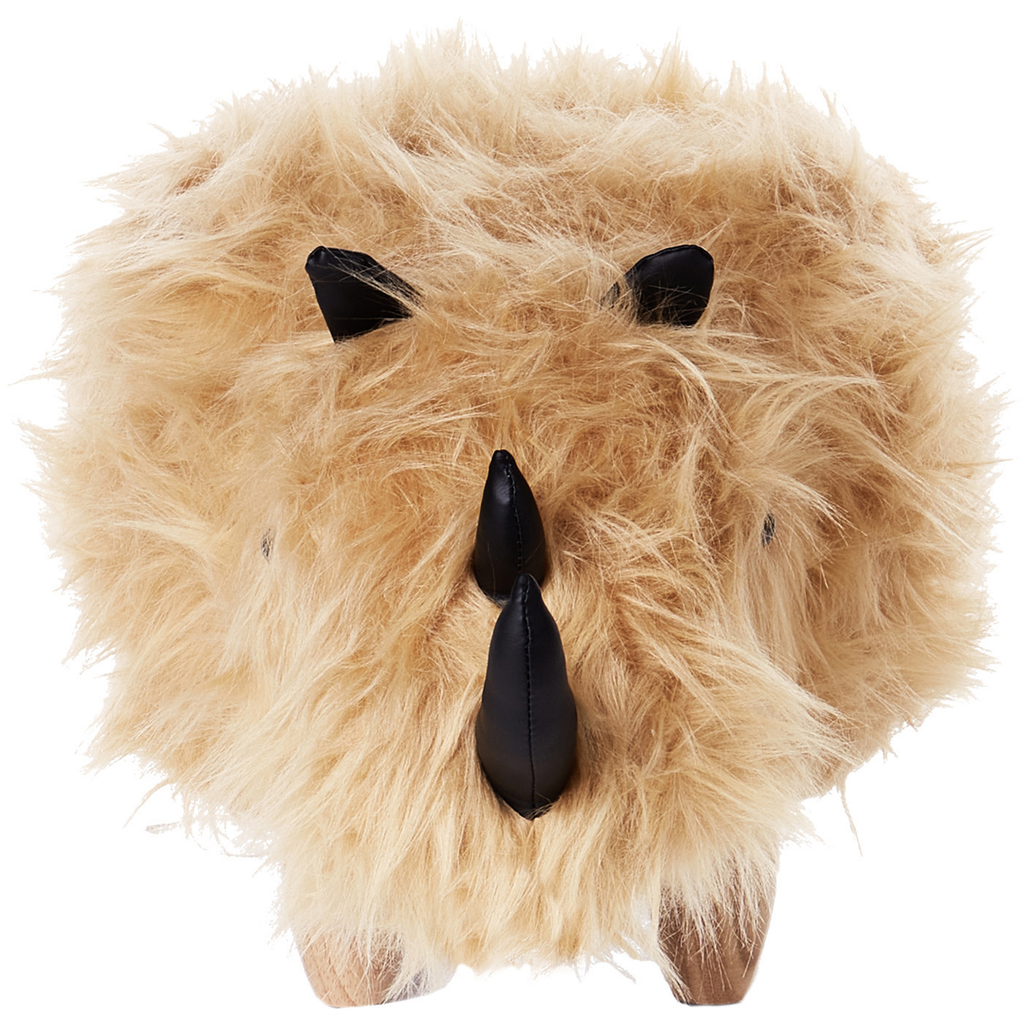 Rhino Kids Stool Sand Beige Faux Fur Upholstered Nursery Footstool With Wooden Legs