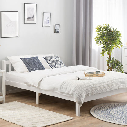 Bed Frame White Pine 140 x 200 4ft6 Slatted