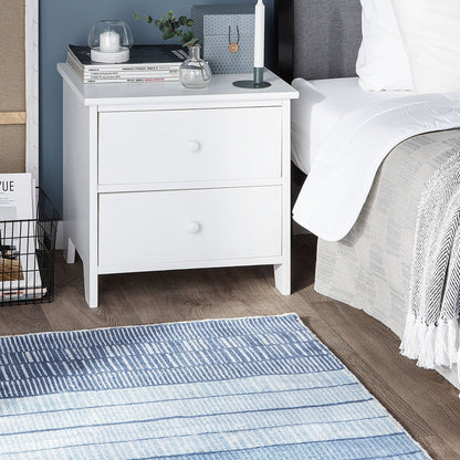 Blue Viscose Rug 80 x 150cm Hand Woven Striped Geometric
