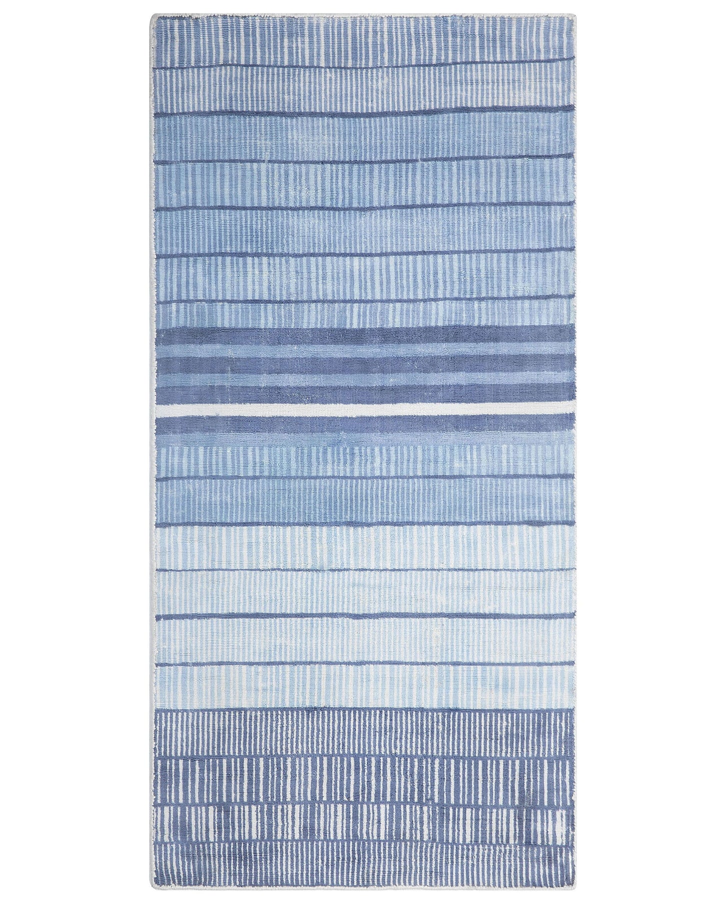 Blue Viscose Rug 80 x 150cm Hand Woven Striped Geometric