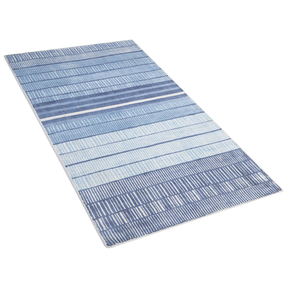 Blue Viscose Rug 80 x 150cm Hand Woven Striped Geometric