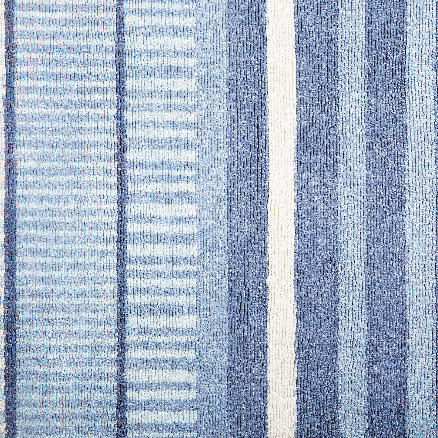 Blue Viscose Rug 80 x 150cm Hand Woven Striped Geometric
