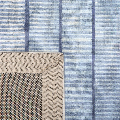 Blue Viscose Rug 80 x 150cm Hand Woven Striped Geometric