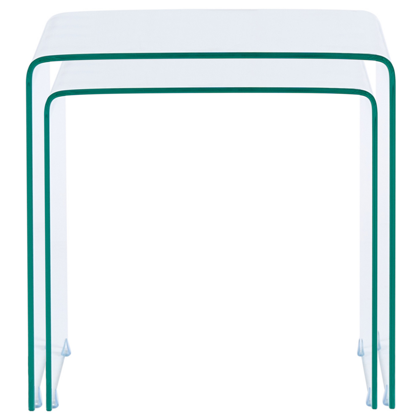 Nest Transparent Glass Side Tables Set Of 2 Rectangular Minimalist For Modern Living Rooms