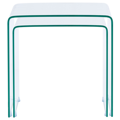 Nest Transparent Glass Side Tables Set Of 2 Rectangular Minimalist For Modern Living Rooms