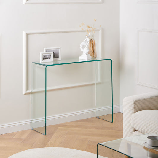 Transparent Console Table 90 X 30cm Tempered Glass Minimalist Design For Modern Interiors