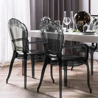 Transparent Black Acrylic Dining Chairs Stackable Set of 2