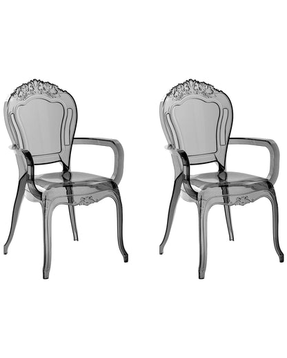 Transparent Black Acrylic Dining Chairs Stackable Set of 2