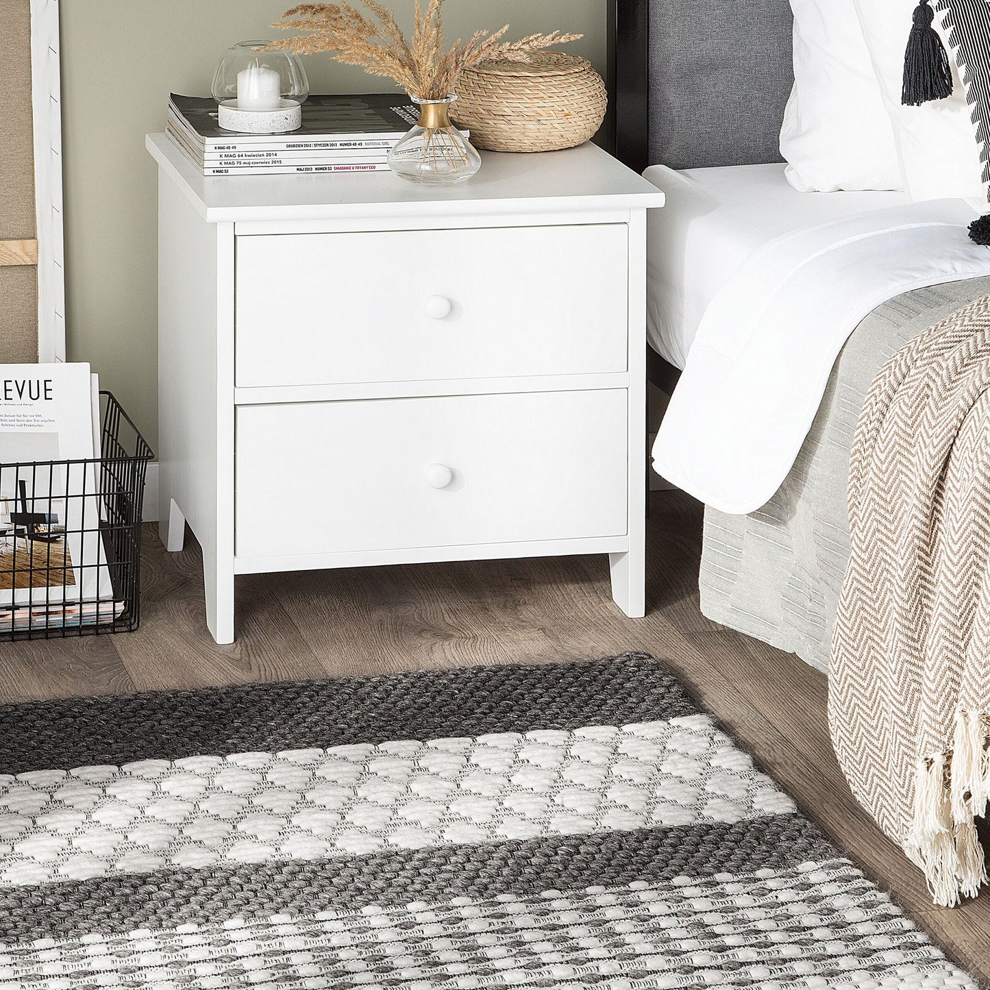 Area Rug Grey Wool Patch 80 x 150cm For Living Room And Home Office Durable Soft Touch Minimalist Design