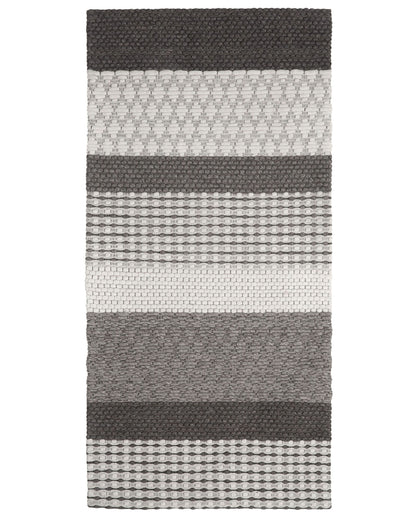 Area Rug Grey Wool Patch 80 x 150cm For Living Room And Home Office Durable Soft Touch Minimalist Design
