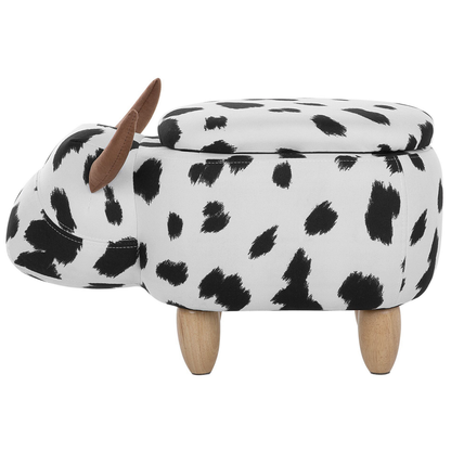 Cow Storage Stool Black White Faux Leather Wooden Legs