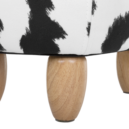 Cow Storage Stool Black White Faux Leather Wooden Legs
