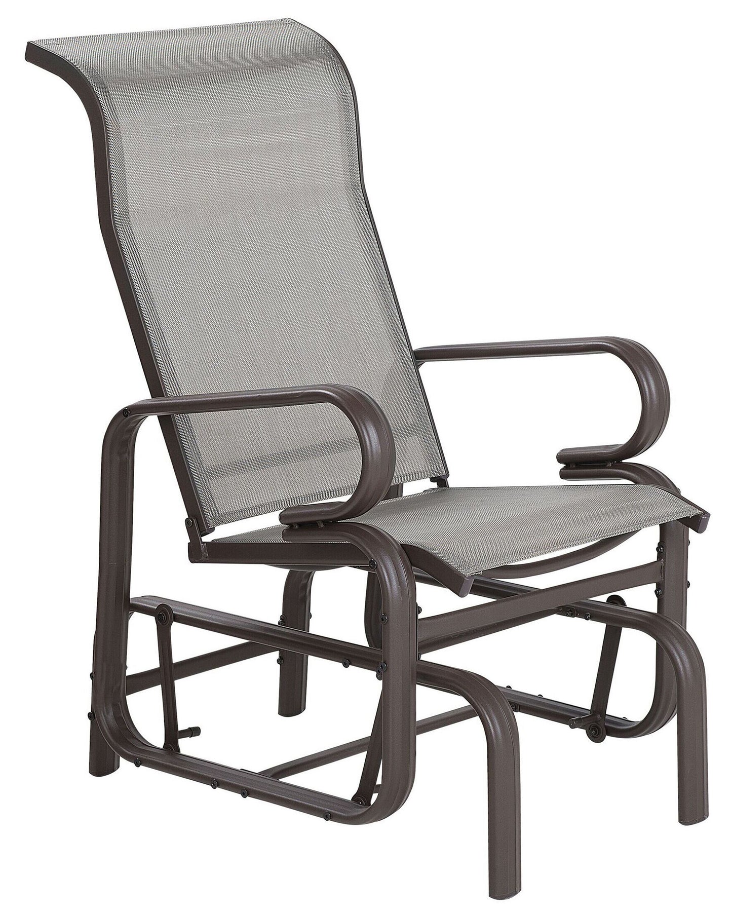 Garden Rocking Chair Brown Aluminium Frame Outdoor Rocker