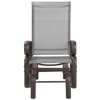 Garden Rocking Chair Brown Aluminium Frame Outdoor Rocker