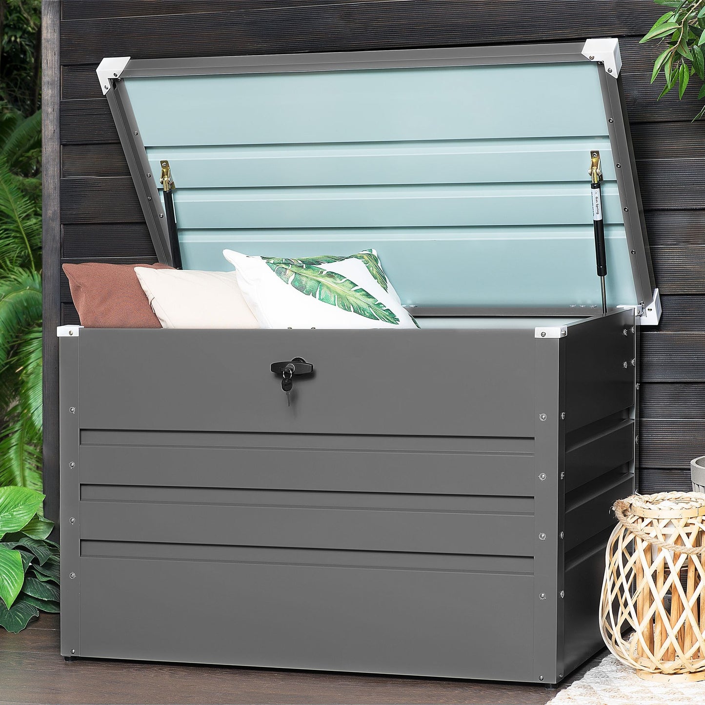 Industrial Garden Outdoor Storage Box Grey Galvanized Steel 300 L