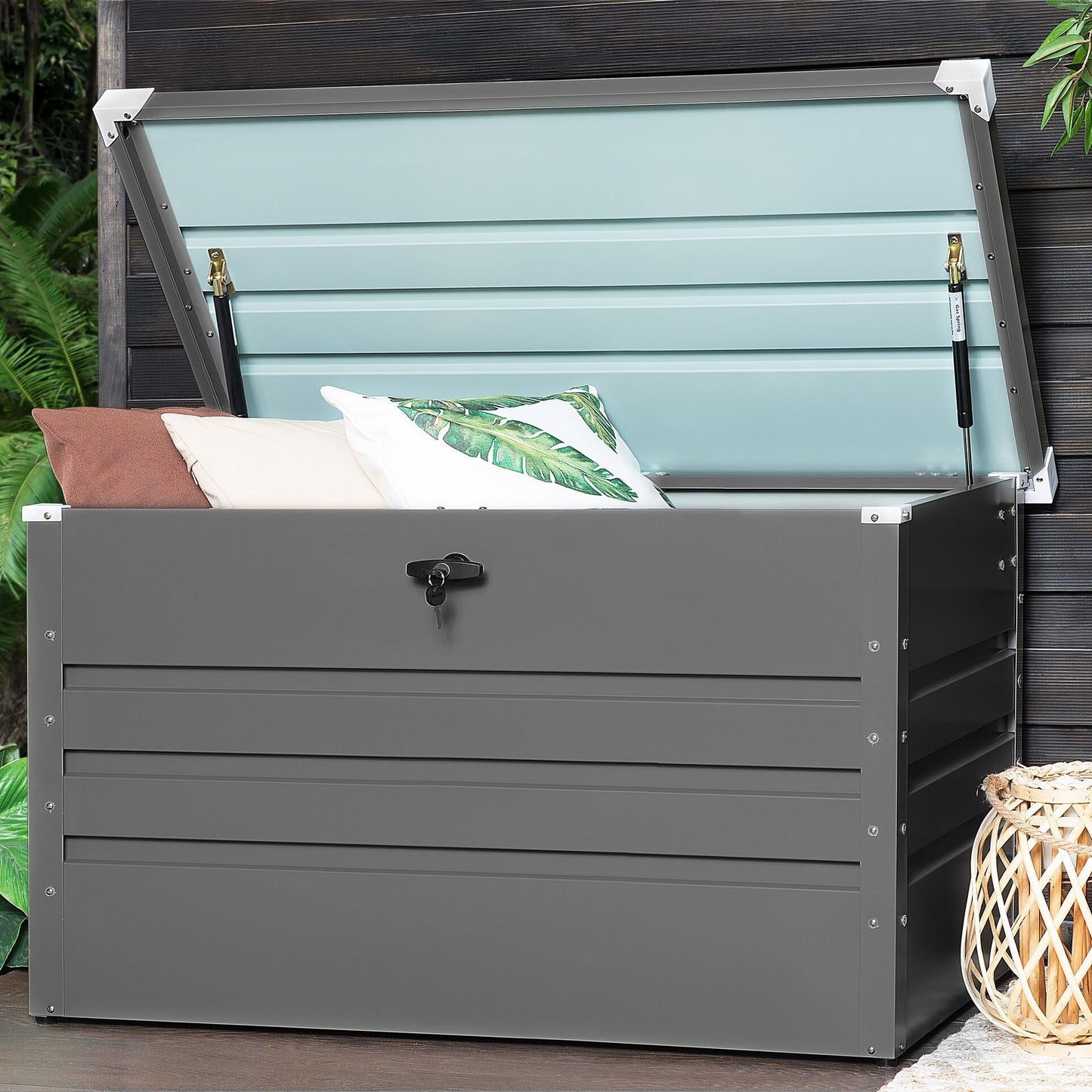 400L Lockable Grey Galvanized Outdoor Storage Box