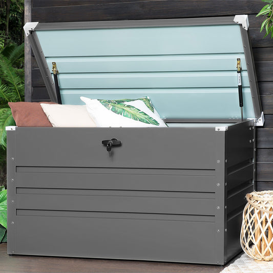 400L Lockable Grey Galvanized Outdoor Storage Box