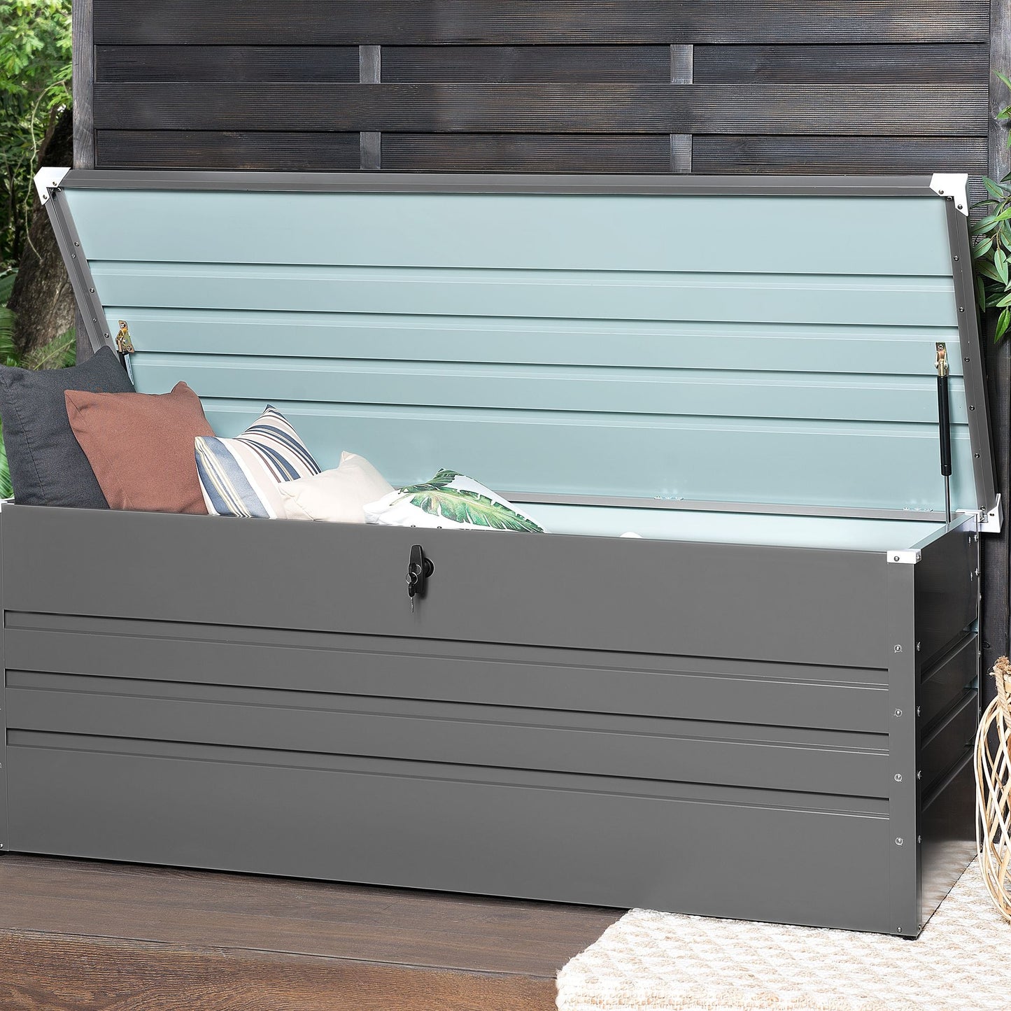 Industrial Garden Outdoor Storage Box Grey Galvanized Steel 600L