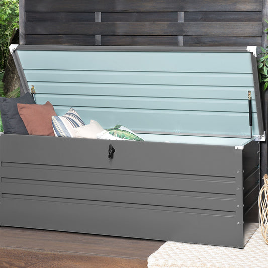 Industrial Garden Outdoor Storage Box Grey Galvanized Steel 600L