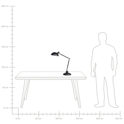 Desk Lamp Black Metal 80cm Adjustable Arm Table Lamp